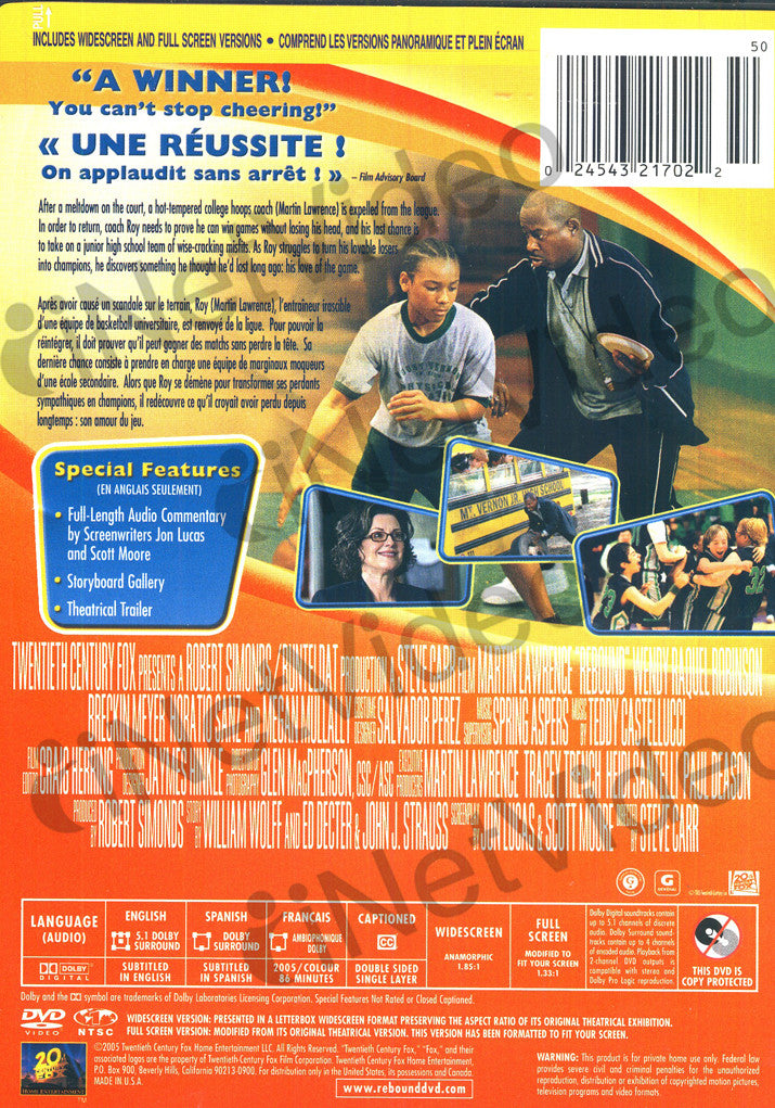 Rebound (Rebond) (Bilingual) on DVD Movie