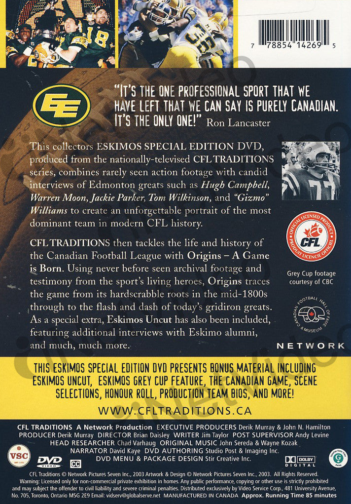 CFL Traditions - Edmonton Eskimos Special Edition on DVD Movie