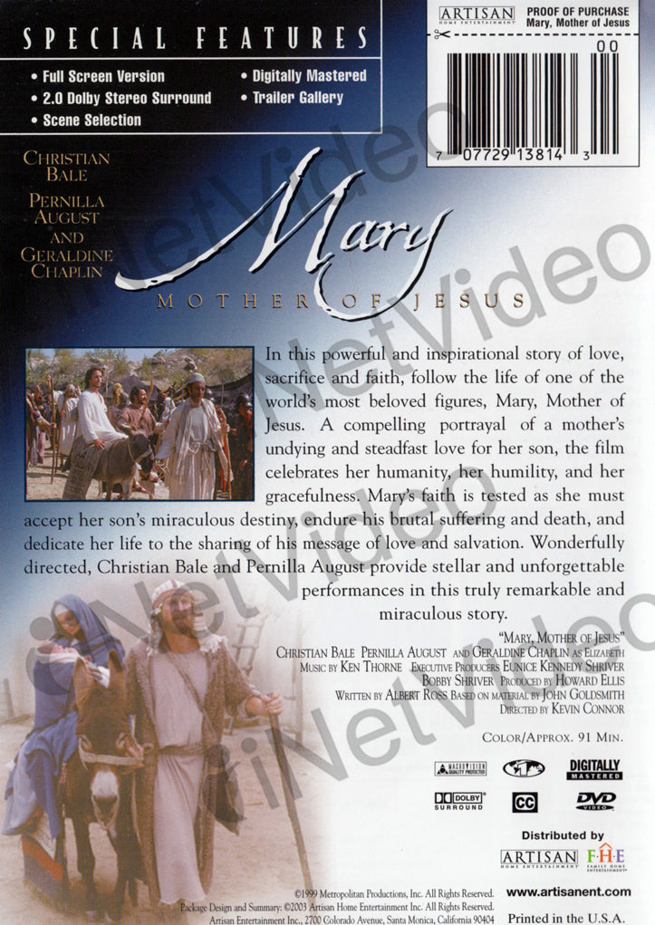 Mary Mother of Jesus on DVD Movie