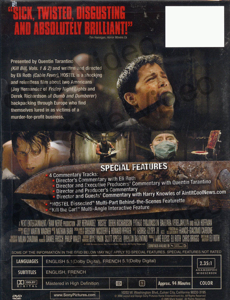 Hostel Unrated Widescreen Cut on DVD Movie