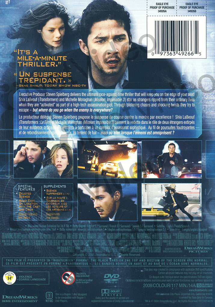 Eagle Eye (Bilingual) on DVD Movie