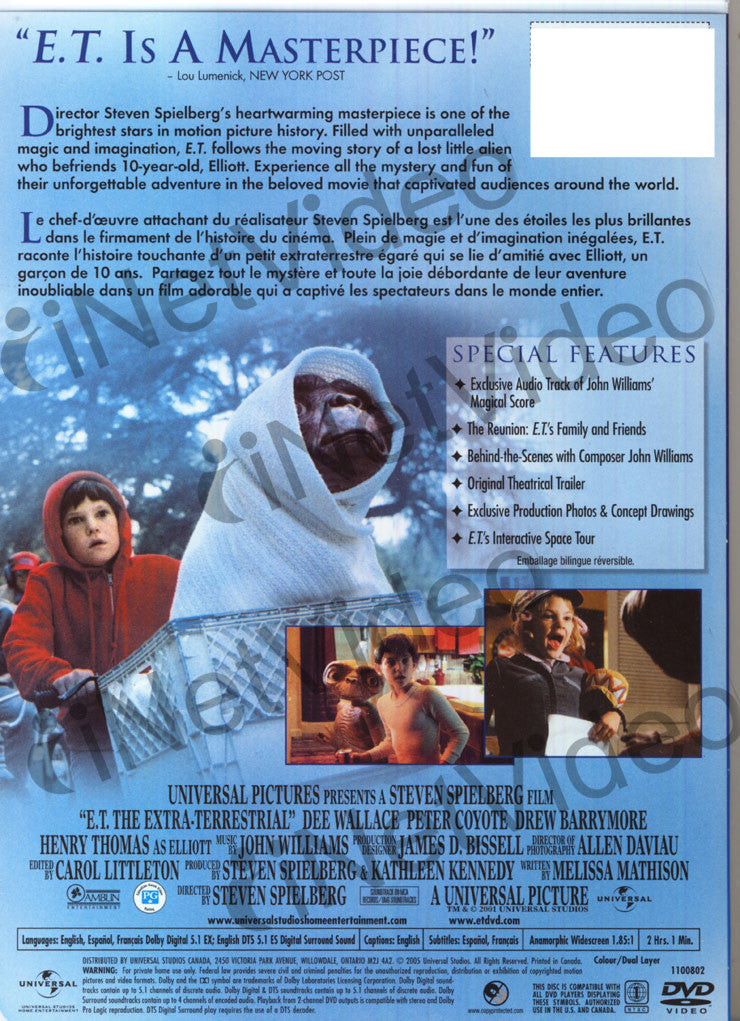 E.T. - The Extra-Terrestrial (Bilingual) on DVD Movie