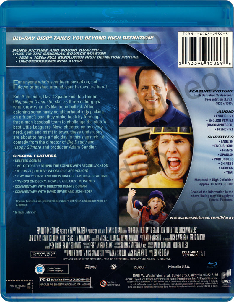 Sony Pictures Home Entertainment Dvd, The Benchwarmers