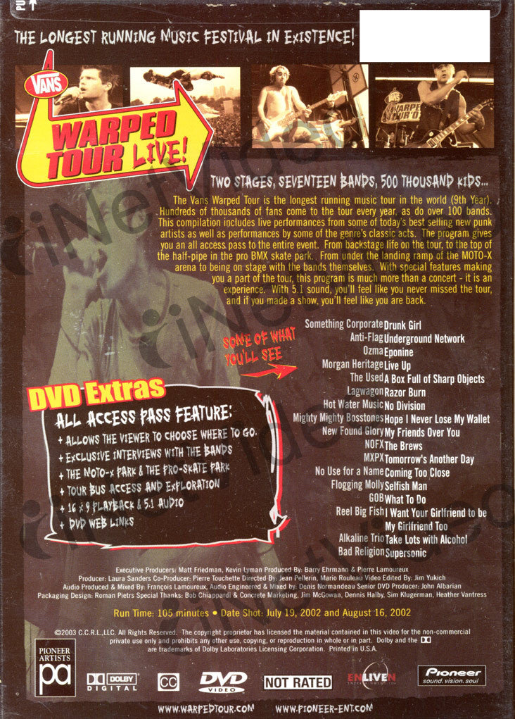 Warped Tour Live 2002 on DVD Movie
