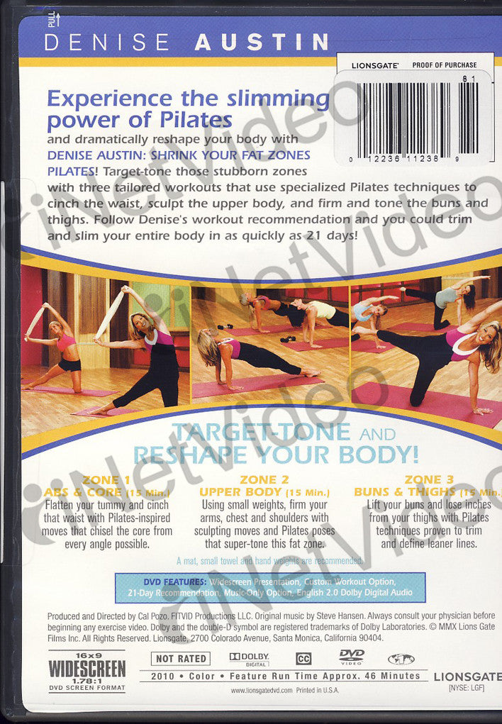 Denise Austin - Shrink Your Fat Zones Pilates (LG) on DVD Movie