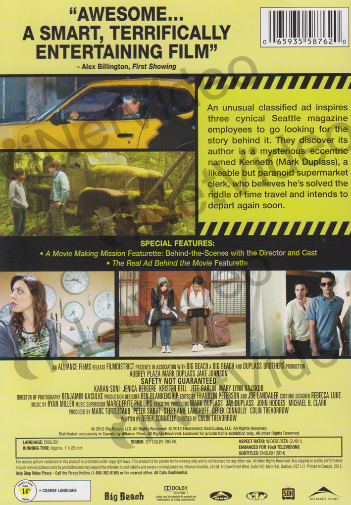 Safety Not Guaranteed on DVD Movie