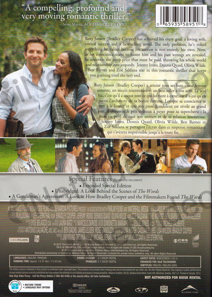 The Words (Bilingual) on DVD Movie