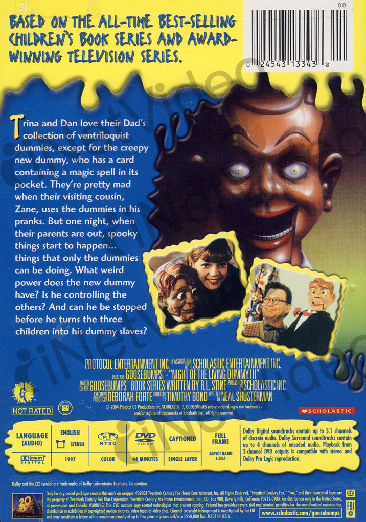 Goosebumps Night of the Living Dummy III on DVD Movie