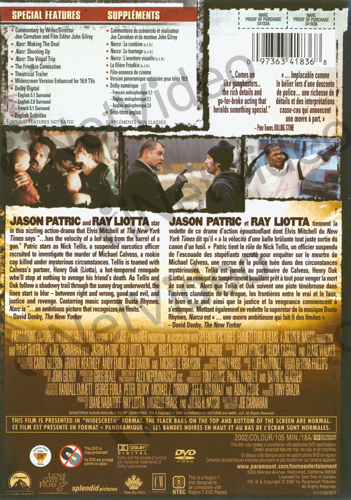 Narc (Widescreen) (Bilingual) on DVD Movie