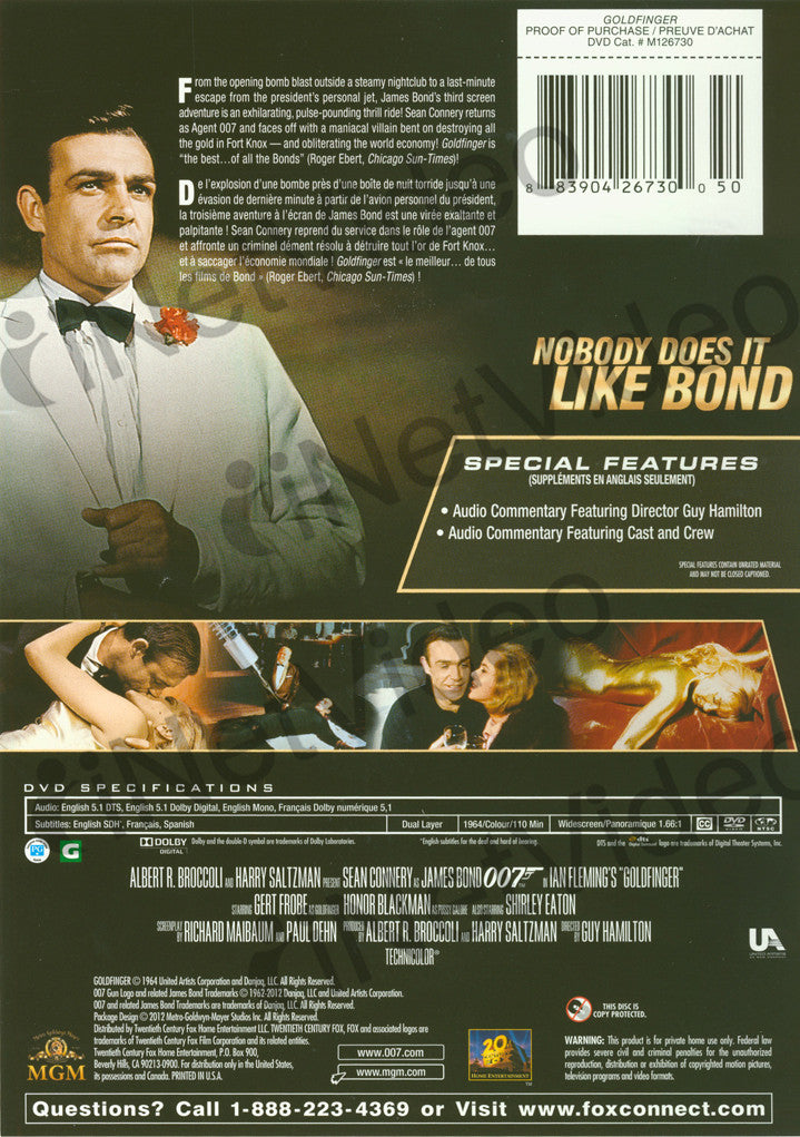 Goldfinger (New Cover) (James Bond) (Bilingual) on DVD Movie