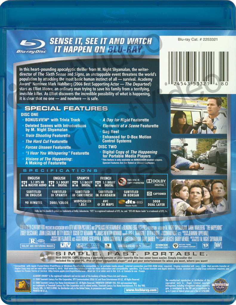 The Happening (Special Edition + Digital Copy) (Blu-ray) on BLU