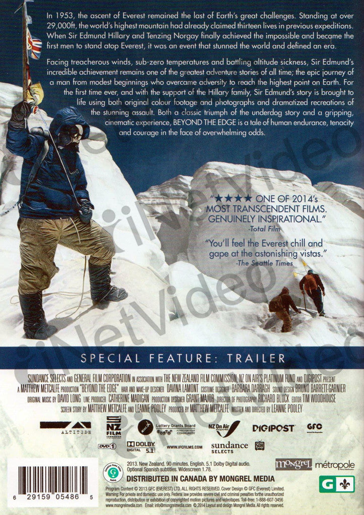 Beyond The Edge on DVD Movie