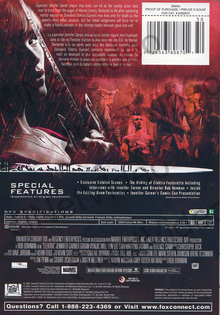 Elektra (Bilingual) on DVD Movie