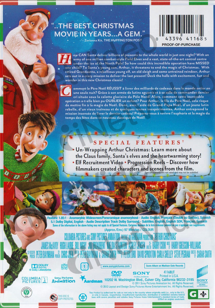 Arthur Christmas (Bilingual) on DVD Movie