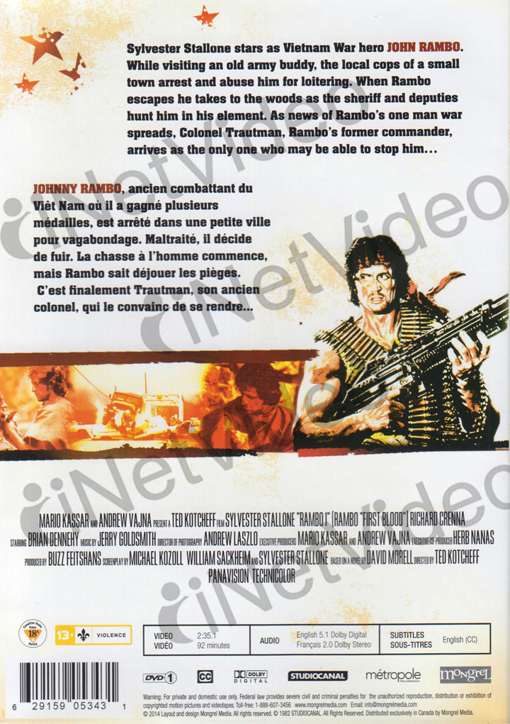 Rambo First Blood Bilingual on DVD Movie