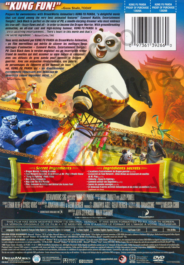 Kung Fu Panda (Bilingual) on DVD Movie