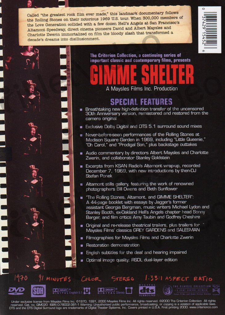 Gimme Shelter The Criterion Collection On Dvd Movie 