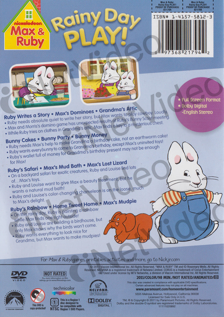 Max & Ruby: Rainy Day Play on DVD Movie