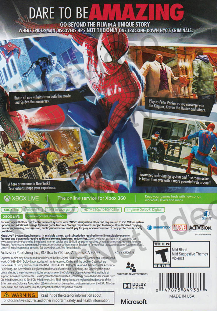 The Amazing Spider-Man 2 (XBOX360) on XBOX360 Game